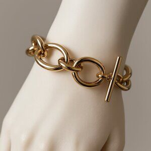 White House Black Market Chunky Hoop Bracelet Gold tone Women's Fashion Jewelry